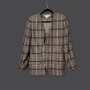 Plaid Double-Breasted Blazer